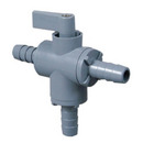 326 SERIES THREE-WAY BALL VALVE - 1/8" to 1/4" NPT, 1/8" to 1/2" BARB, 1/8" to 1/4" JACO, 1/4" to 3/8" PUSH-TO-CONNECT, 3/8" BIB