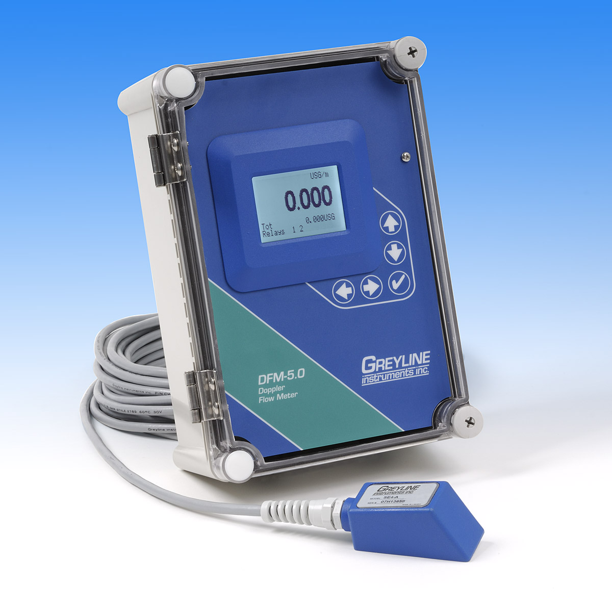 The new DFM 5.0 Doppler Flow Meter from Greyline Instruments measures flow from outside a pipe.