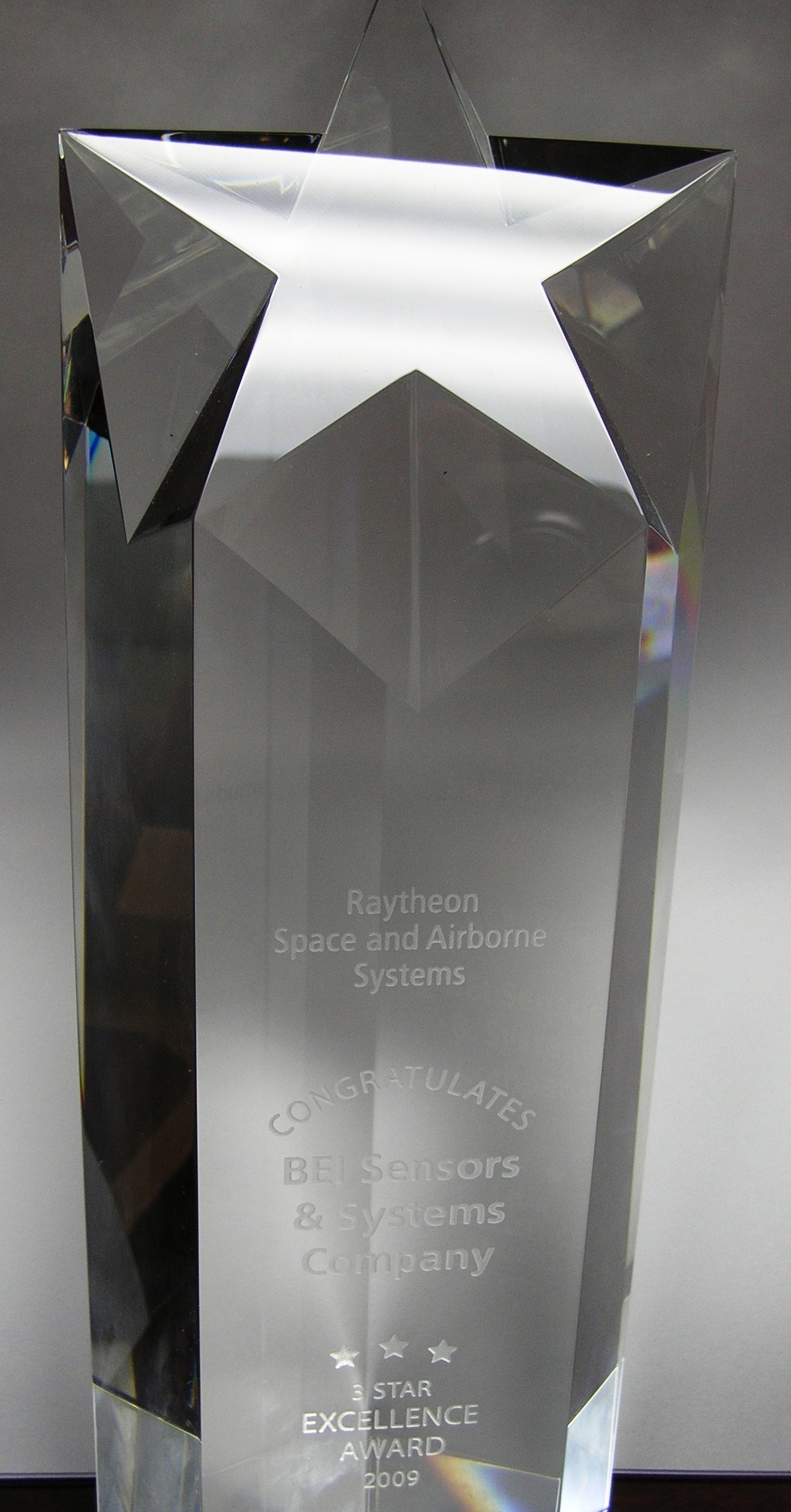 RECOGNIZED FOR EXCELLENCE BY RAYTHEON SPACE AND AIRBORNE SYSTEMS