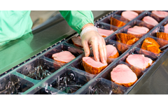 Worker Packaging Meat Products in a Meat Production Facility