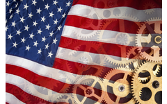 Image of the American flag with gears