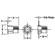 Half-Hex Shank Low-Profile Head Threaded Insert - Open End - Unified 2