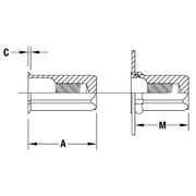 Thin Head Hex Body Round Counterbore Threaded Insert - Closed End - Metric 2