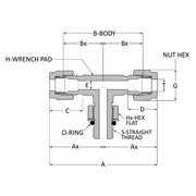 Tube fitting male straight thread branch teel