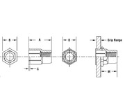 Half-Hex Shank Low-Profile Head Threaded Insert - Unified 2