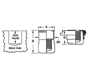 360° Swaging Low-Profile Head Threaded Insert - Closed End - Metric 2