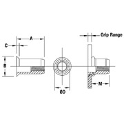 Countersunk Head Round Body Threaded Insert - Open End - Metric 2
