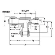 Tube fitting reducing union tee