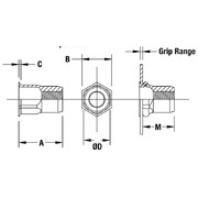 Thin Head Semihex Body Hex Counterbore Threaded Insert - Open End - Metric 2