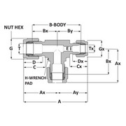 Tube fitting reducing tee