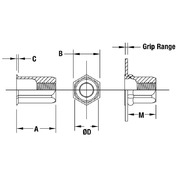 Thin Head Hex Body Round Counterbore Threaded Insert - Open End - Metric 2