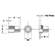 Thin Head Knurled Round Body Threaded Insert - Open End - Metric 2