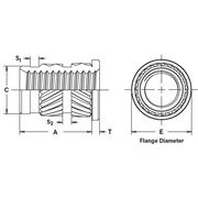 Heat-Staking-Insert--Flanged--Straight-Wall--Thru-Threaded_Dimension