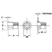 Flat Head Semihex Body Hex Counterbore Threaded Insert - Open End - Metric 2