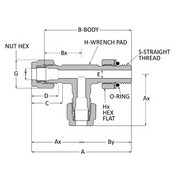 Tube fitting SAE straight thread male run tee