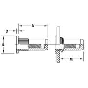 Flat Head Knurled Round Body Threaded Insert - Closed End - Metric 2