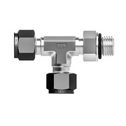 Tube fitting straight thread run tee