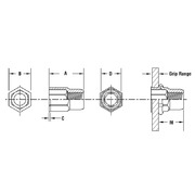 Thin Head Semihex Body Threaded Insert - Open End - Metric
