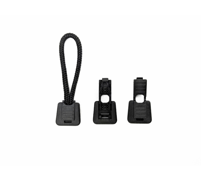 2D Custom Zipper Pulls with Cord USA Made, Flexsystems PVC Zipper Pulls