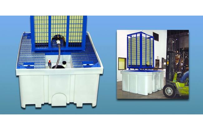 APPROVED VENDOR Liquid Storage Container: 40 in x 46 1/2 in x 48 in,  IBC-275, HDPE With Wire Frame