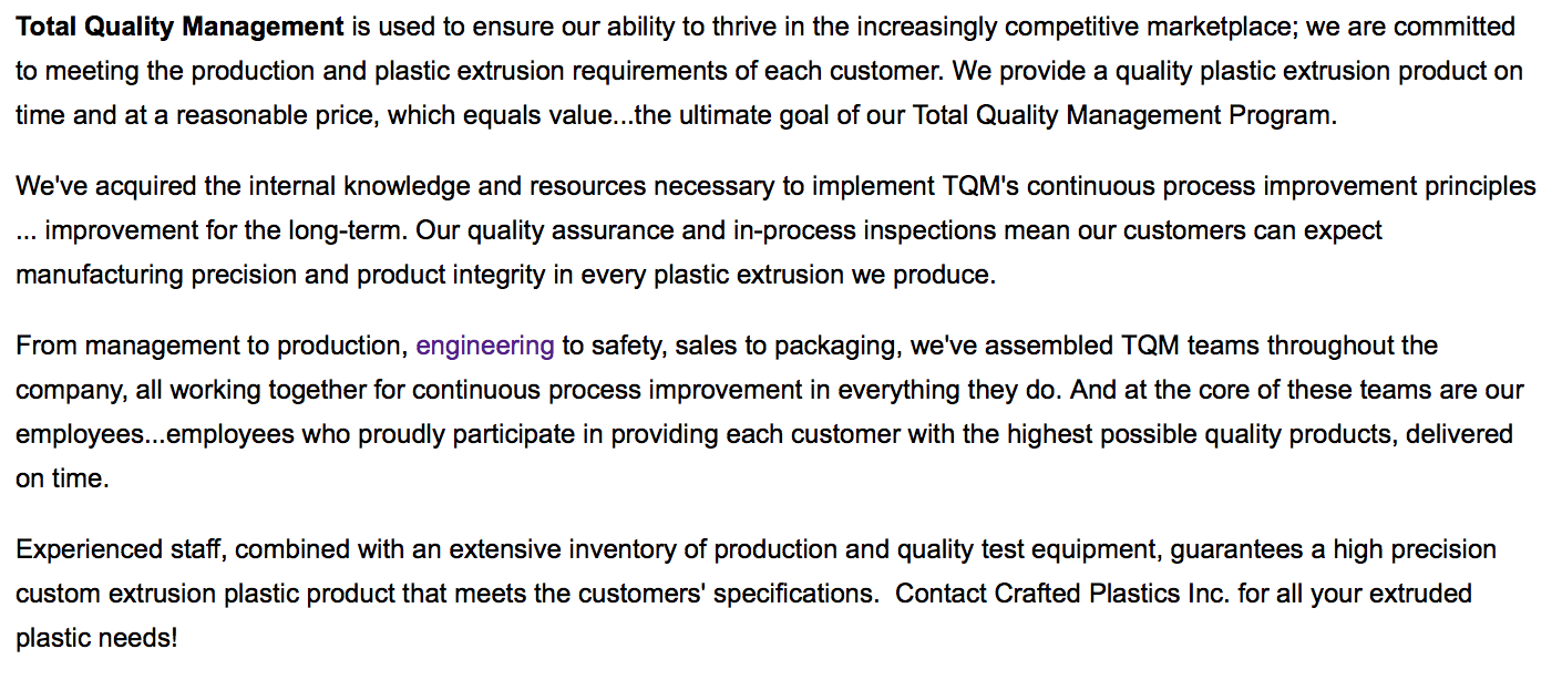 Crafted Plastics, Inc. Sheboygan, Wisconsin, WI 53082