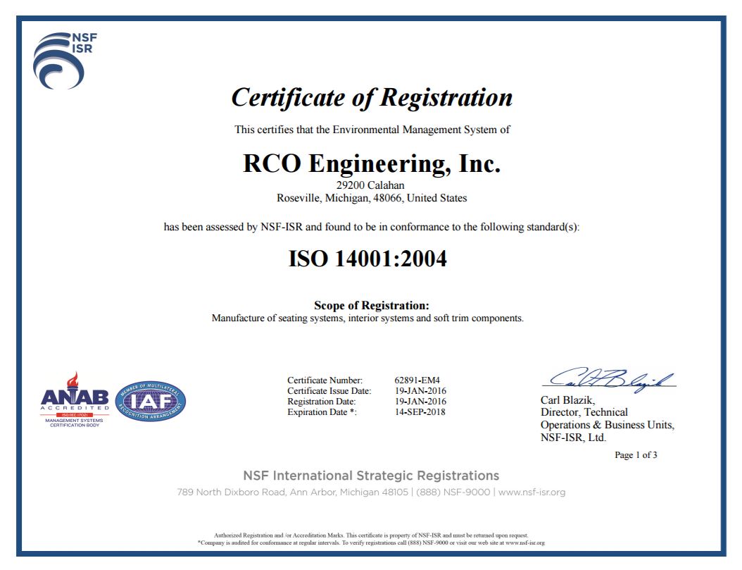 RCO Engineering, Inc. Roseville, Michigan, MI 48066