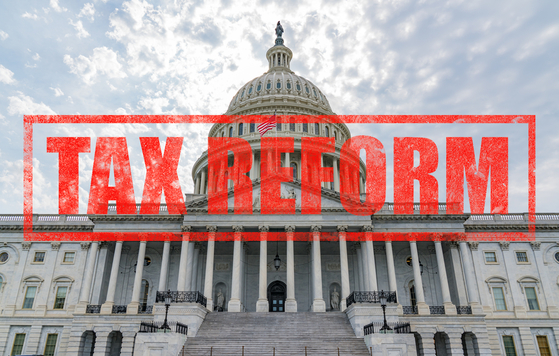 Tax reform stamp in red over White House