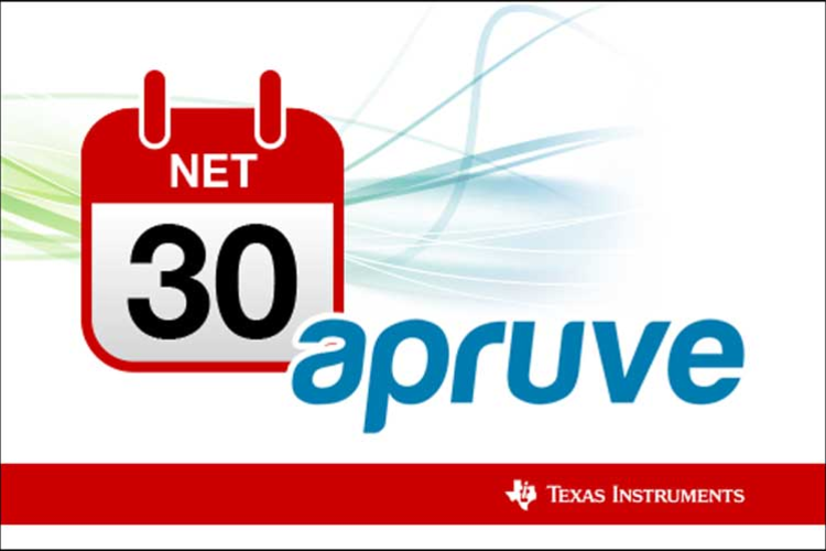 Image showing net 30 financing and apruve with a Texas Instruments name and logo.