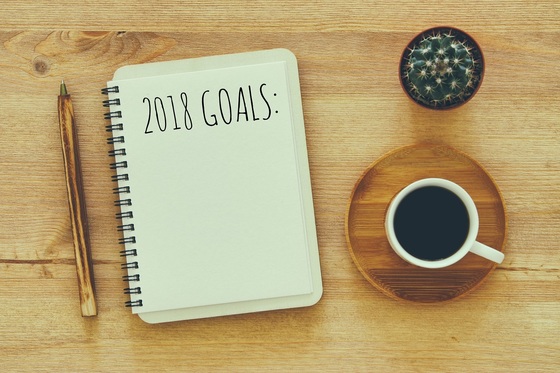 Notepad showing a page entitled 2018 Goals