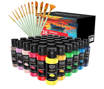 Caliart Acrylic Paint Set With 4 Brushes 52 Colors 59ml 2oz Art Craft Paints