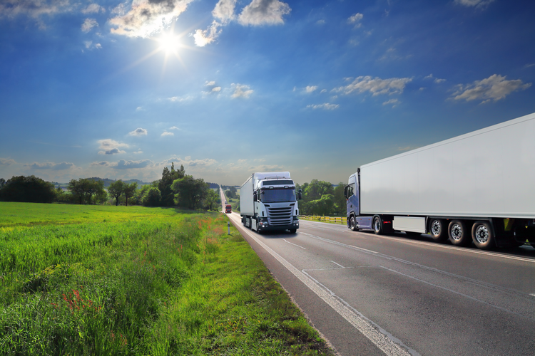 Trucks driving on highway