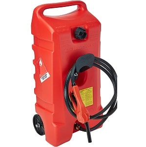 SureCan 5-Gallon Red Plastic Gas Can, EPA Compliant, Flex Funnel Nozzle, Self-Venting Spout