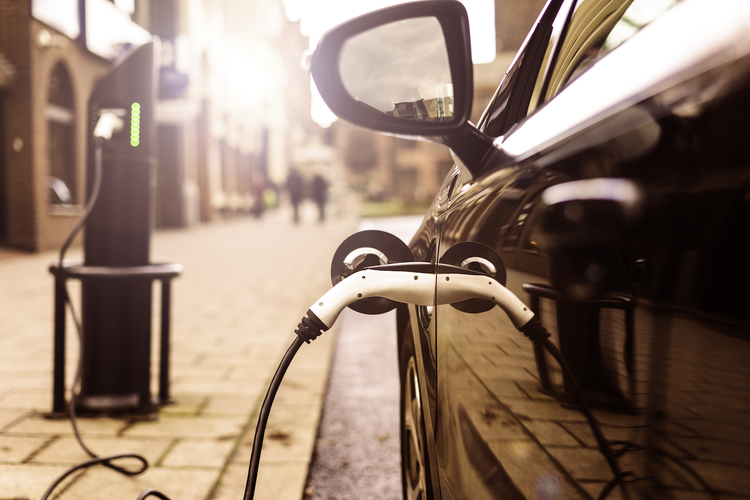 Electric vehicle at charging station