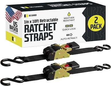 S1007 - 2-Pack (1.5 in. x 16 Ft.) Heavy Duty Ratchet Strap Kit / 3,300 lb.  Break Strength