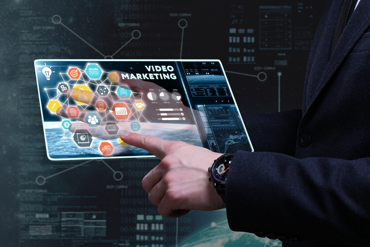 Video marketing concept shown on tablet.
