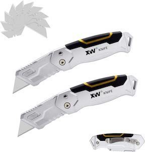 KATA TOOLS KATA 2 Pack Retractable Utility Knife,Heavy Duty Box Cutters for  Cardboard, Boxes, Cartons and Rope,Rubbery Handle,with Extra 1