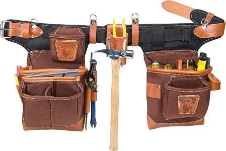 Construction Worker's Heavy-Duty Leather Nail & Tool Bag 