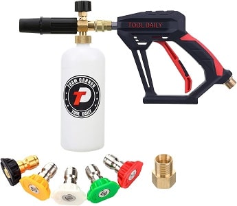 Twinkle Star Foam Cannon 1 L Bottle Snow Foam Lance with 1/4 Quick Connector, 5 Nozzle Tips for Pressure Washer