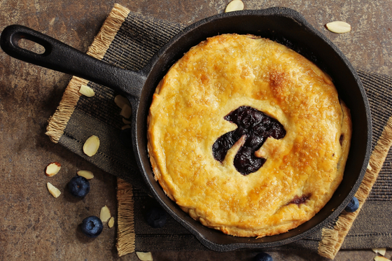 Blueberry pie with Pi symbol.