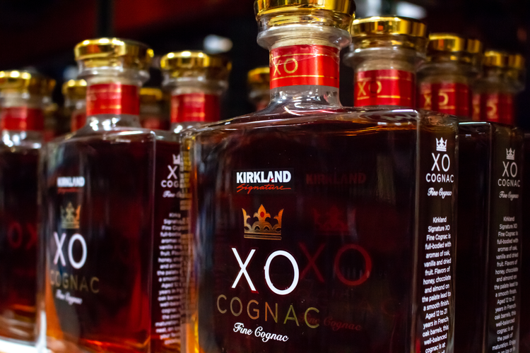 Kirkland brand bottles of cognac