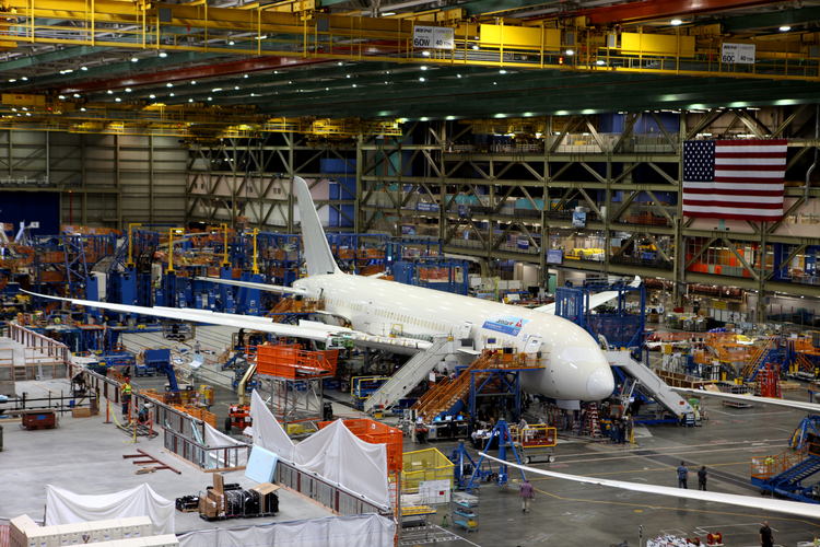 The first Australian registered Boeing 787 in final assembly in Seattle.