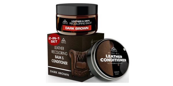 FORTIVO Leather Recoloring Balm - Mink Oil, Leather Repair Kit for Furniture,  Dark Brown Leather Dye, Leather Repair Kit, Mink Oil Leather Balm, Leather  Repair Kit for Couches, Mink Oil for Leather
