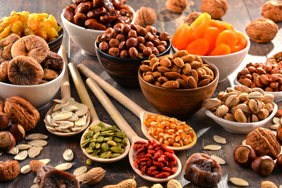 Different nuts and dried fruit