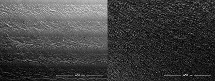 A contrast of the surface finish from SLA/SLP printers versus CLIP™ printers.