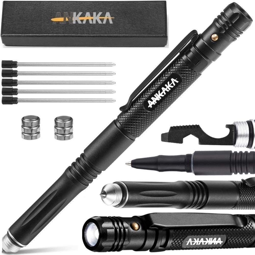 Smooth Writing Pen with 12 Ink Refills Gift-Boxed Emergency Glass Breaker Pen WEREWOLVES Professional Tactical Pen Survival Multitool 