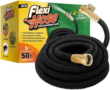 Flexi Hose Lightweight Expandable Garden Hose 25 ft, Lime Green No-Kink Flexibility 3/4 Inch Solid Brass Fittings and Double Latex Core 