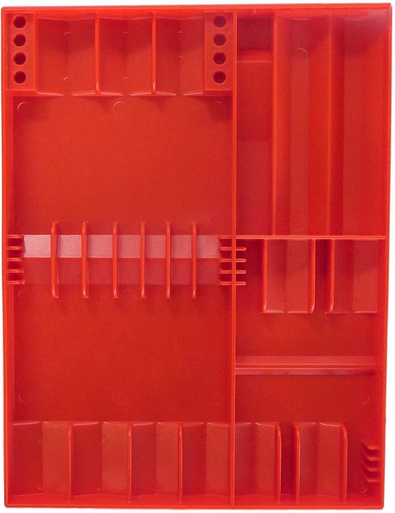 Closeup of Tool Sorter screwdriver organizer in red