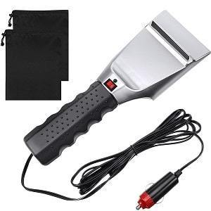OooyaA Heated Car Ice Scraper Light And Portable Car Snow Shovel Windshield Defrosting Cleaning Tool 
