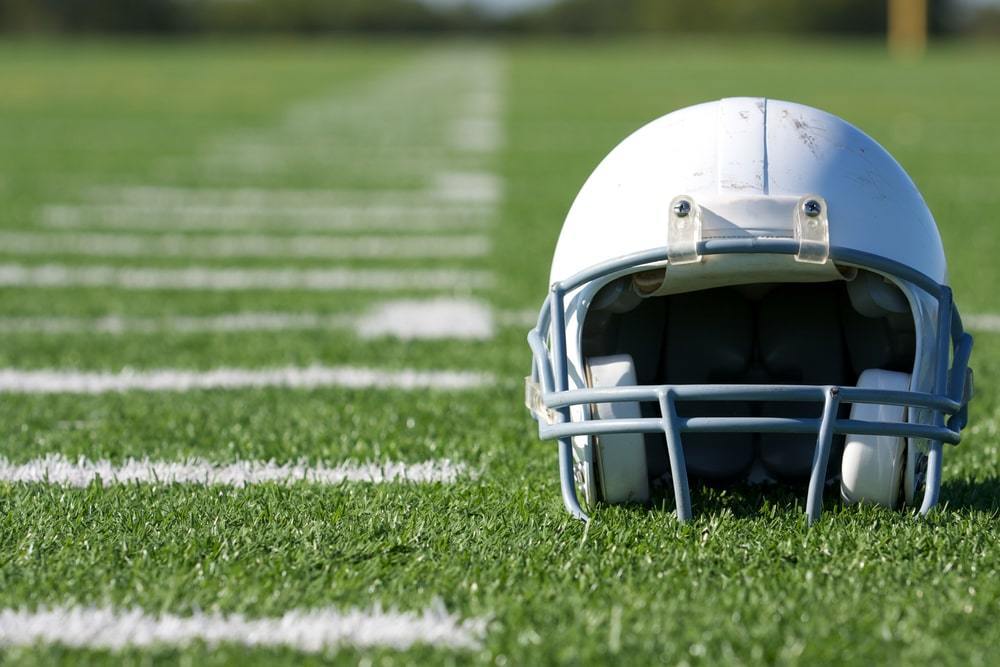 football helmet on field