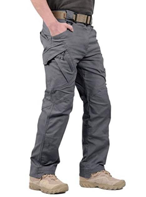 Mens Cargo Pants Work Tactical Pants Cotton Outdoor Combat Military Rip-Stop with 9 Pockets 